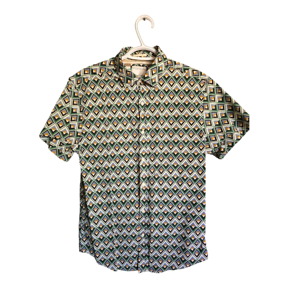 Denim & Flower Shirt Button down Geometric